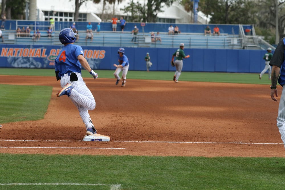 <p dir="ltr"><span>Florida center fielder Jud Fabian scored two runs during UF's 4-2 win over Florida State in Jacksonville on Tuesday.</span></p>
<p><span>&nbsp;</span></p>