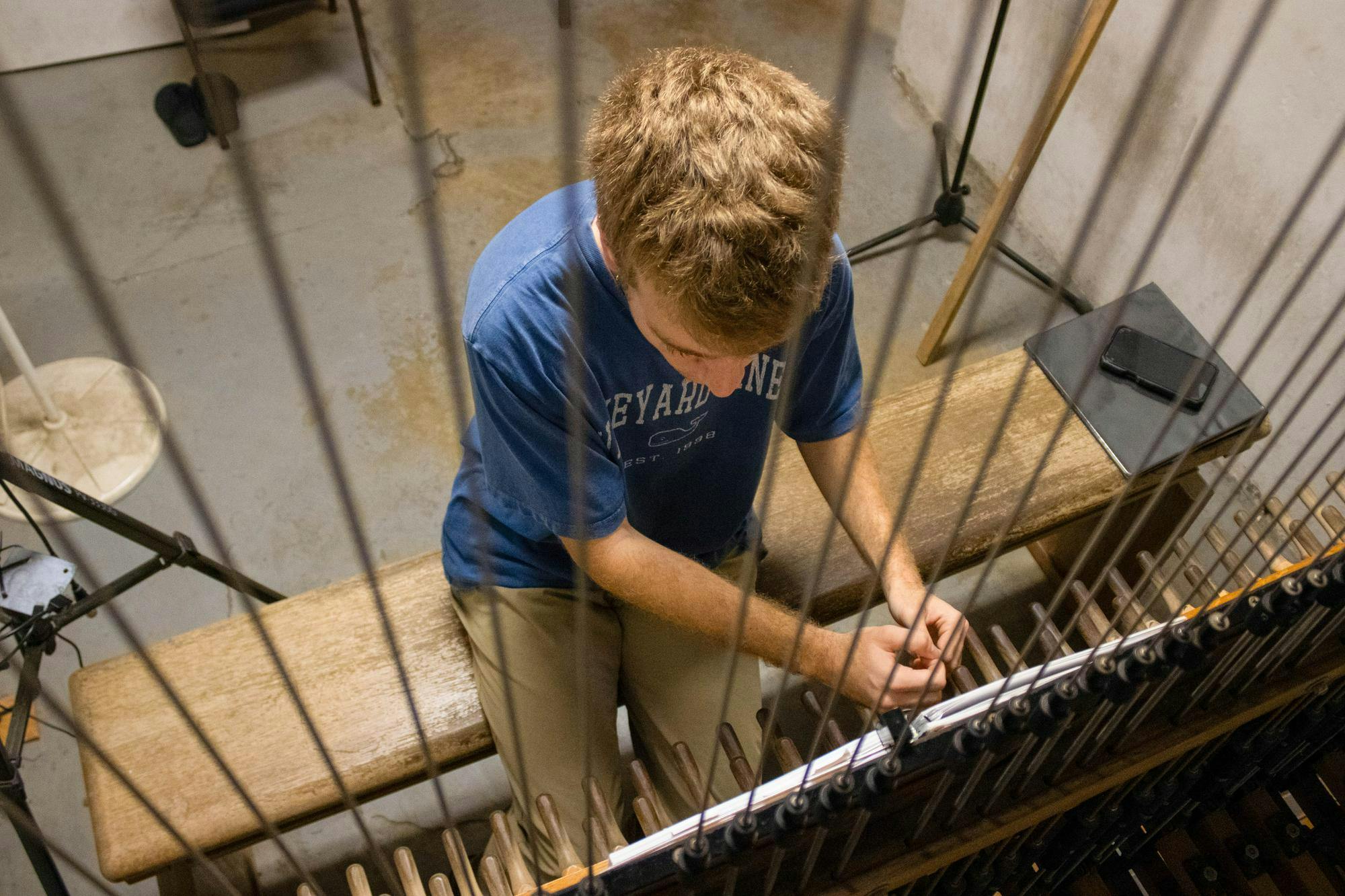 UF Carillon Studio student Eddie Strunk plays the carillon inside Century Tower, Wednesday, Oct. 7, 2026, in Gainesville, Fla.