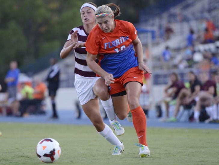 Savannah Jordan battles for the ball during Florida’s 2-0 win against Minnesota on Sept. 13 at James G. Pressly Stadium.