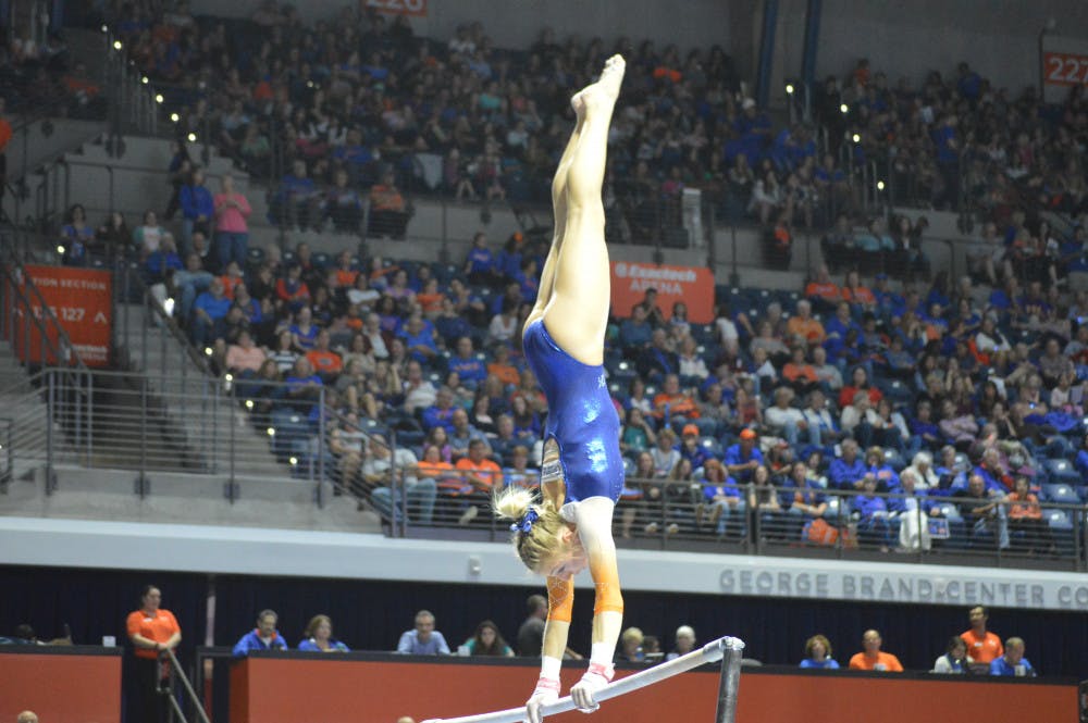 <p>Senior Alex McMurtry's two perfect 10.0s led the way for the No. 5 Gators as they took down No. 1 Oklahoma by the slimmest margin possible. She now holds the UF record for career 10.0s.</p>