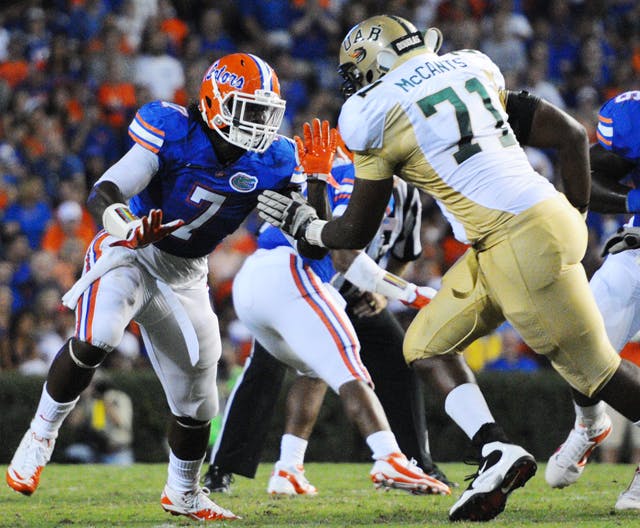 Gators sophomore Ronald Powell has struggled to adapt to his new role, recording just five tackles and a sack in two games. Coaches have said they’d like to see more production from his position.