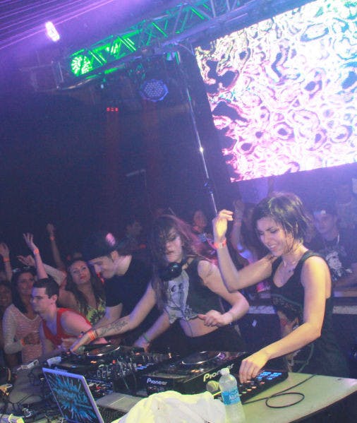 Electronic dance music group Krewella performs at Forum, 233 W. University Ave., Friday. The performance, which drew a crowd of about 1,100 people, was part of its Play Hard Tour.