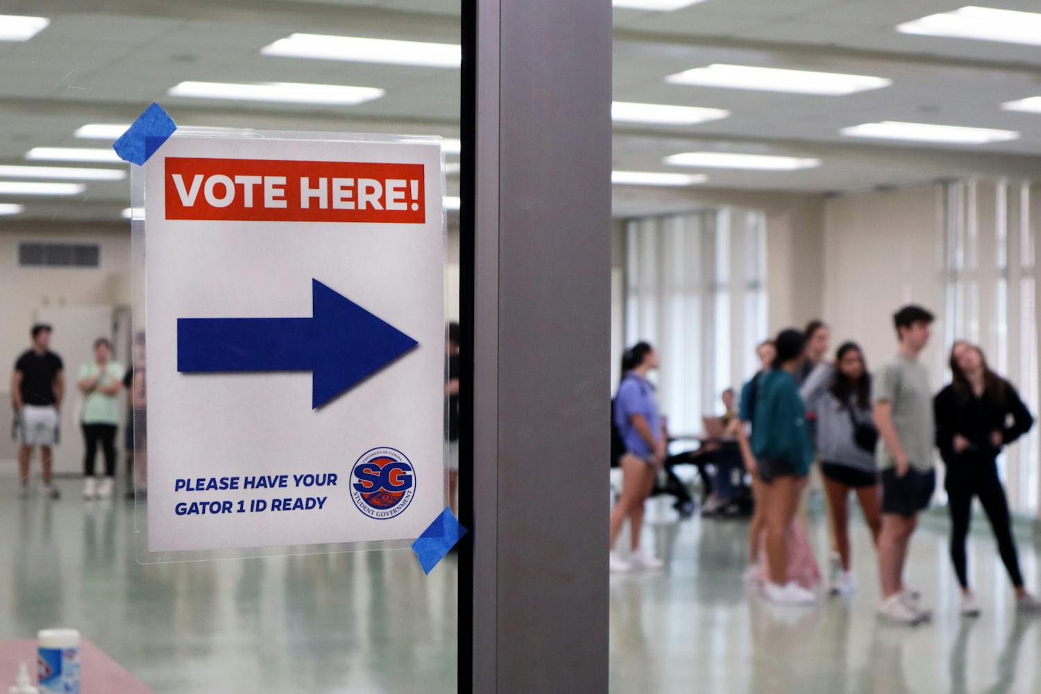 Students line up at the Broward Recreation Room to cast their vote in the UF Student Government election Tuesday, Sept. 28, 2022. 