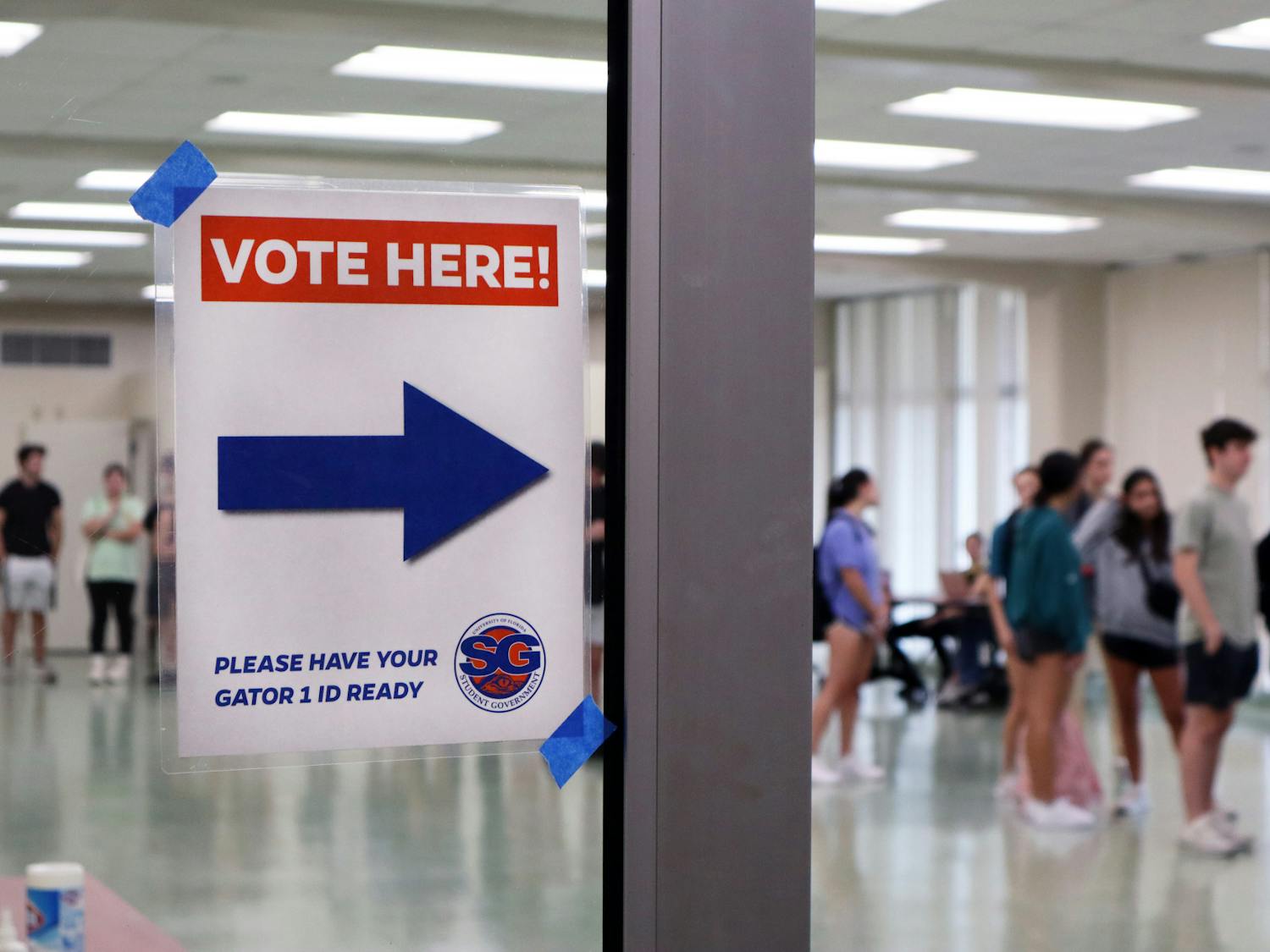 Students line up at the Broward Recreation Room to cast their vote in the UF Student Government election Tuesday, Sept. 28, 2022. 