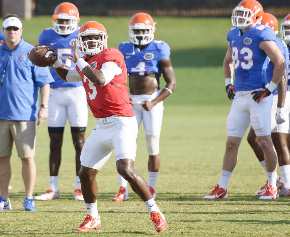 <p>Freshman quarterback Treon Harris remains in contention for the UF backup quarterback position along with fellow freshman Will Grier and Skyler Mornhinweg.</p>