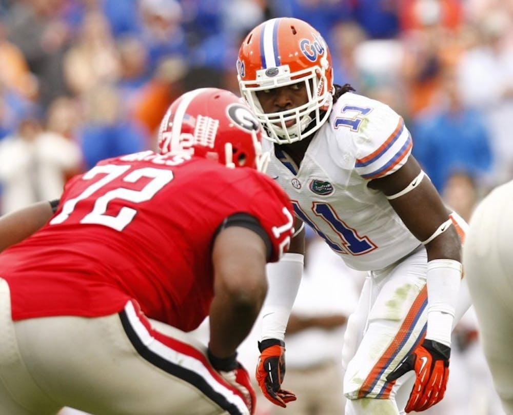 <p><span>Sophomore linebacker Neiron Ball (11) prepares to rush the passer in Florida’s 17-9 loss to Georgia on Nov. 1, 2012 at EverBank Field in Jacksonville.</span>&nbsp;</p>
<div><span>&nbsp;</span></div>