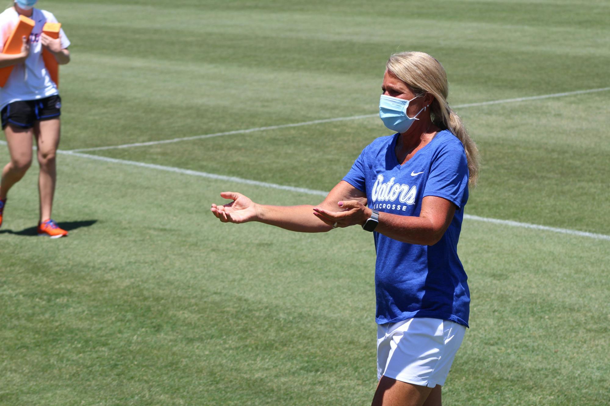 UF lacrosse head coach Amanda O&#x27;Leary. The Gators fell to Loyola, 12-9 Friday.