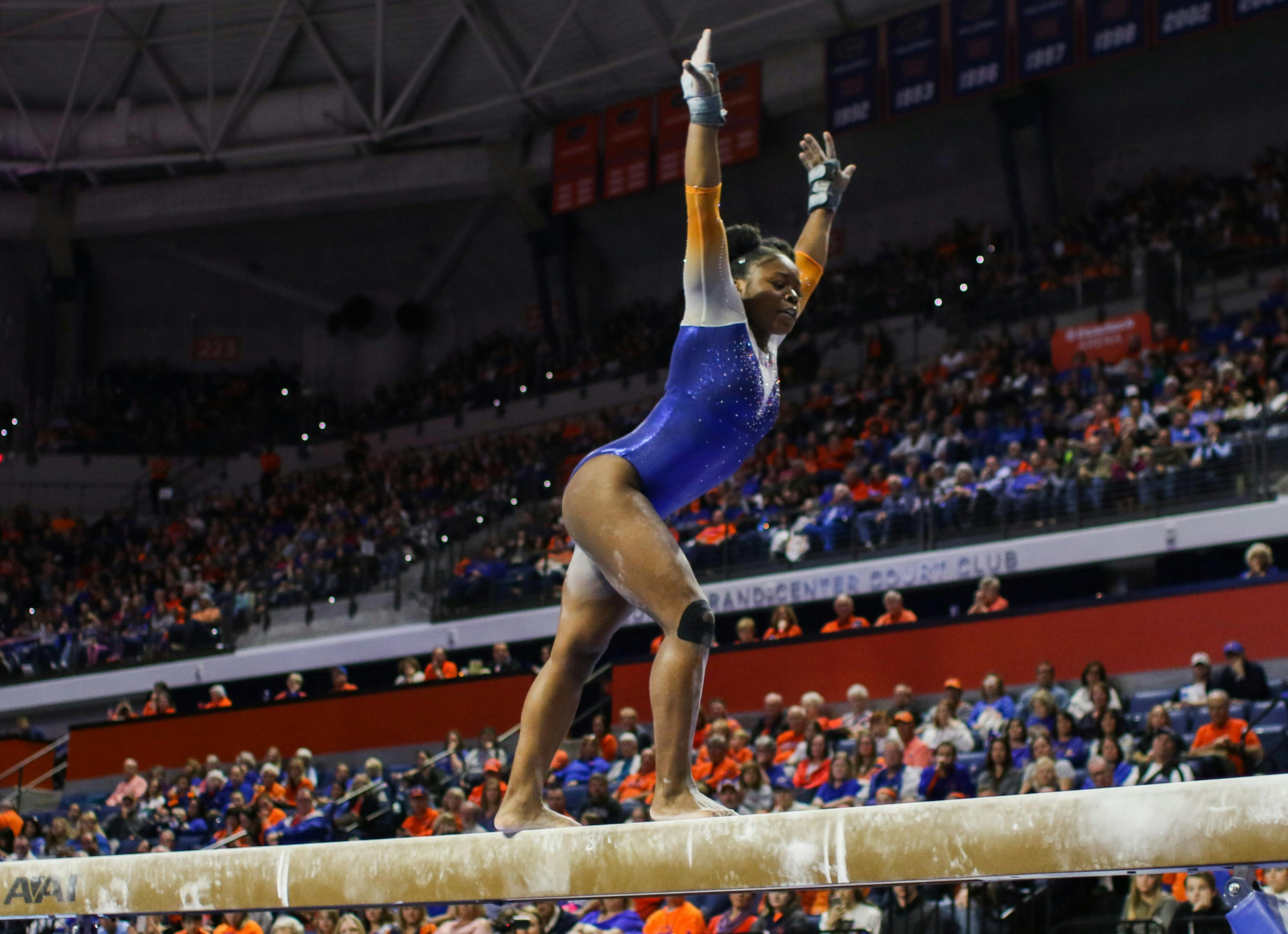 Senior gymnast Alicia Boren has competed in three "Link to Pink" meets during her time at UF. "Take a chance and enjoy competing for someone else...take a second to go speak to them and thank them," she said.