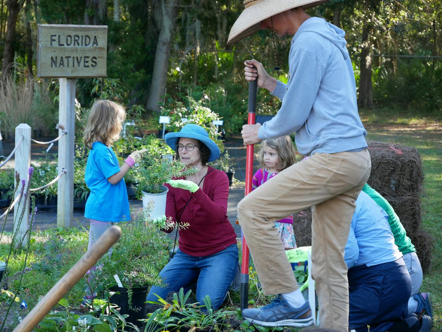 Bee City original organizer and volunteer Janice Garry plants pollinator-friendly native plants at the Grow Hub on Saturday, Oct. 21, 2023.