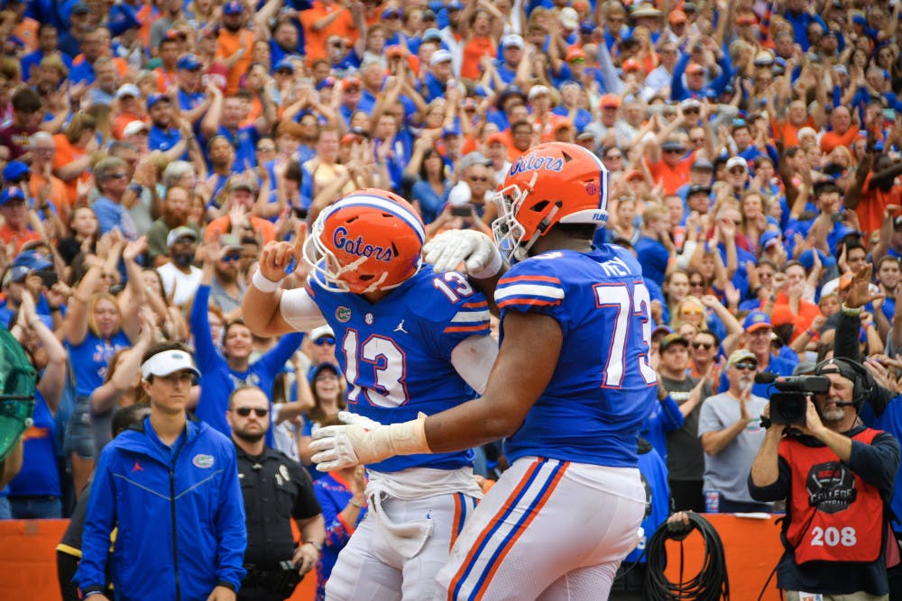 In addition to throwing for 161 yards and a touchdown, Feleipe Franks rushed for 36 yards and two touchdowns against South Carolina. He infamously shushed the home crowd after his rushing touchdowns.  