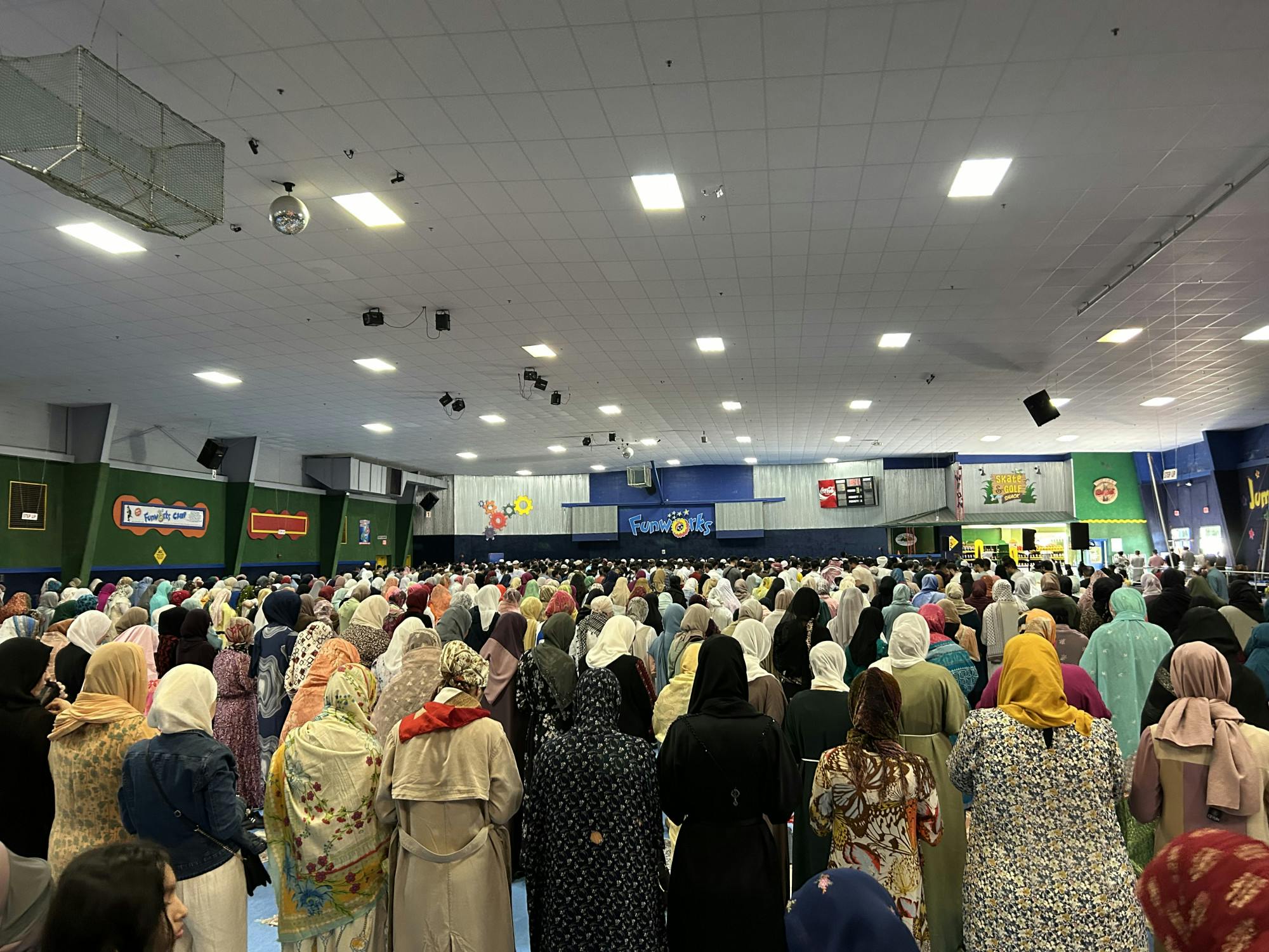 Hundreds of Muslim community members gather for Eid al-Fitr morning prayers