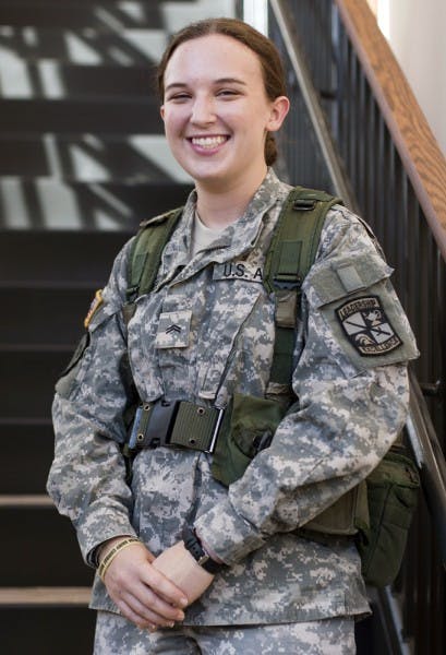 Rachael Pendleton, 21, is completing two years of ROTC training in one so she can join the Army as a psychiatric nurse practitioner.