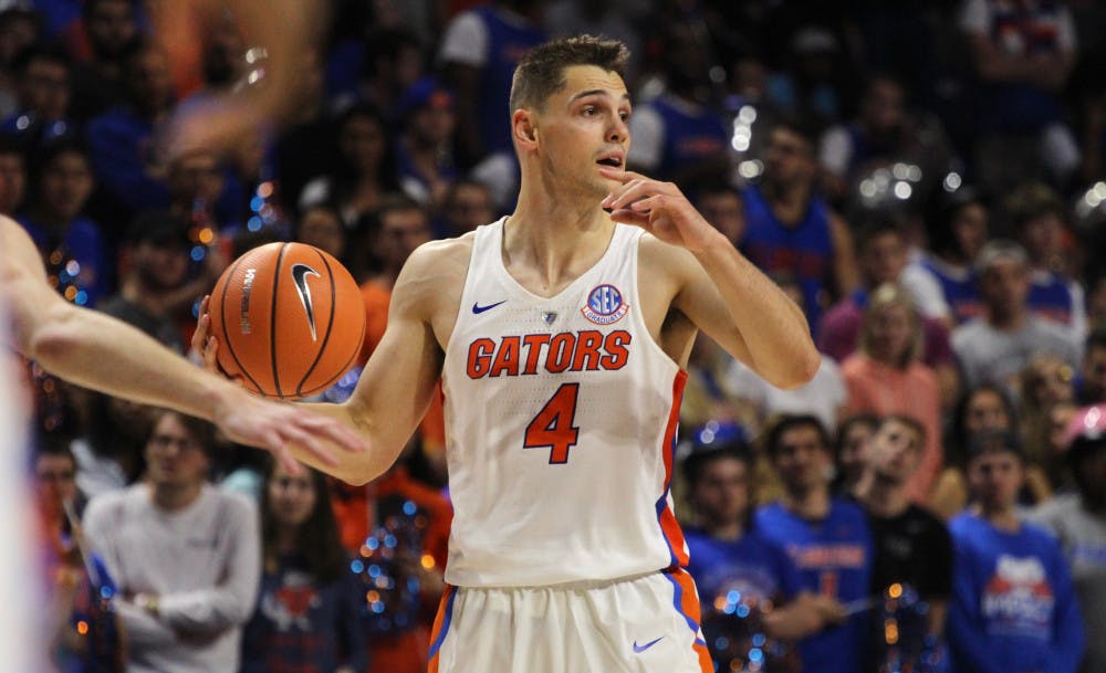 <p>Egor Koulechov went 5-of-6 from three-point range and led the Gators with 19 points against the Aggies in College Station, Texas, Tuesday night. </p>