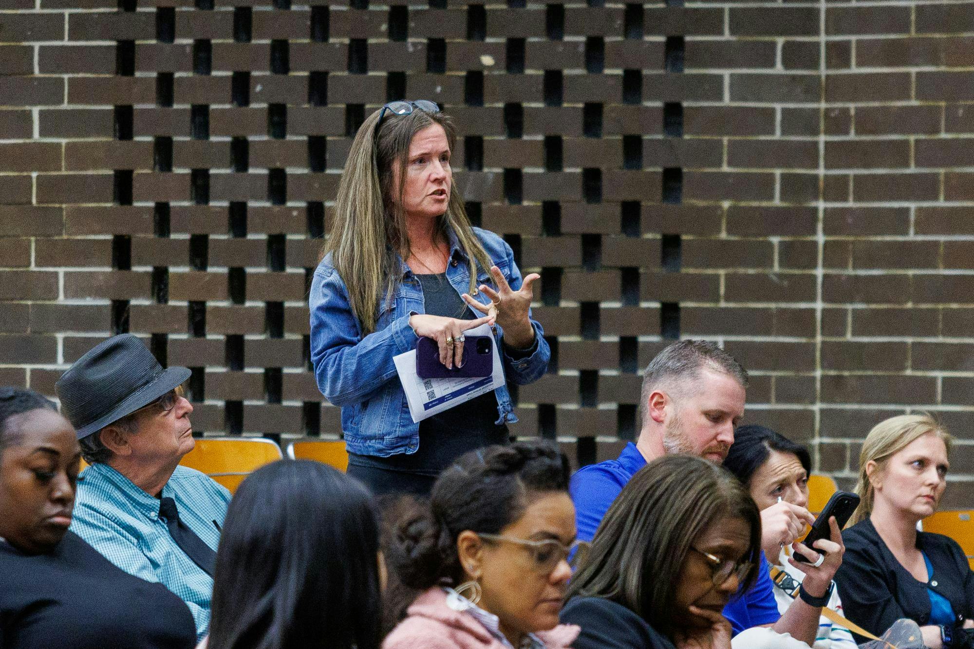 Realator Heather Surrency voices her concerns during a meeting about the future of the schools in Hawthorne, Florida, on Wednesday, Feb. 04, 2026.