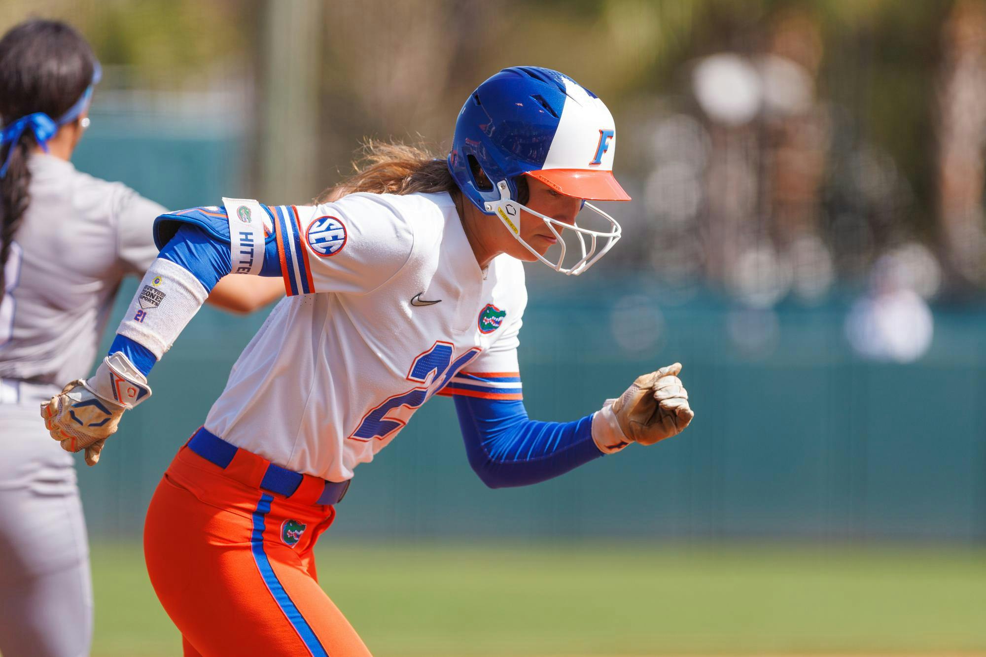 Florida Gators outfielder Taylor Shumaker runs home during an NCAA softball game against MTSU, Sunday, Feb. 22, 2026, in Gainesville, Fla.