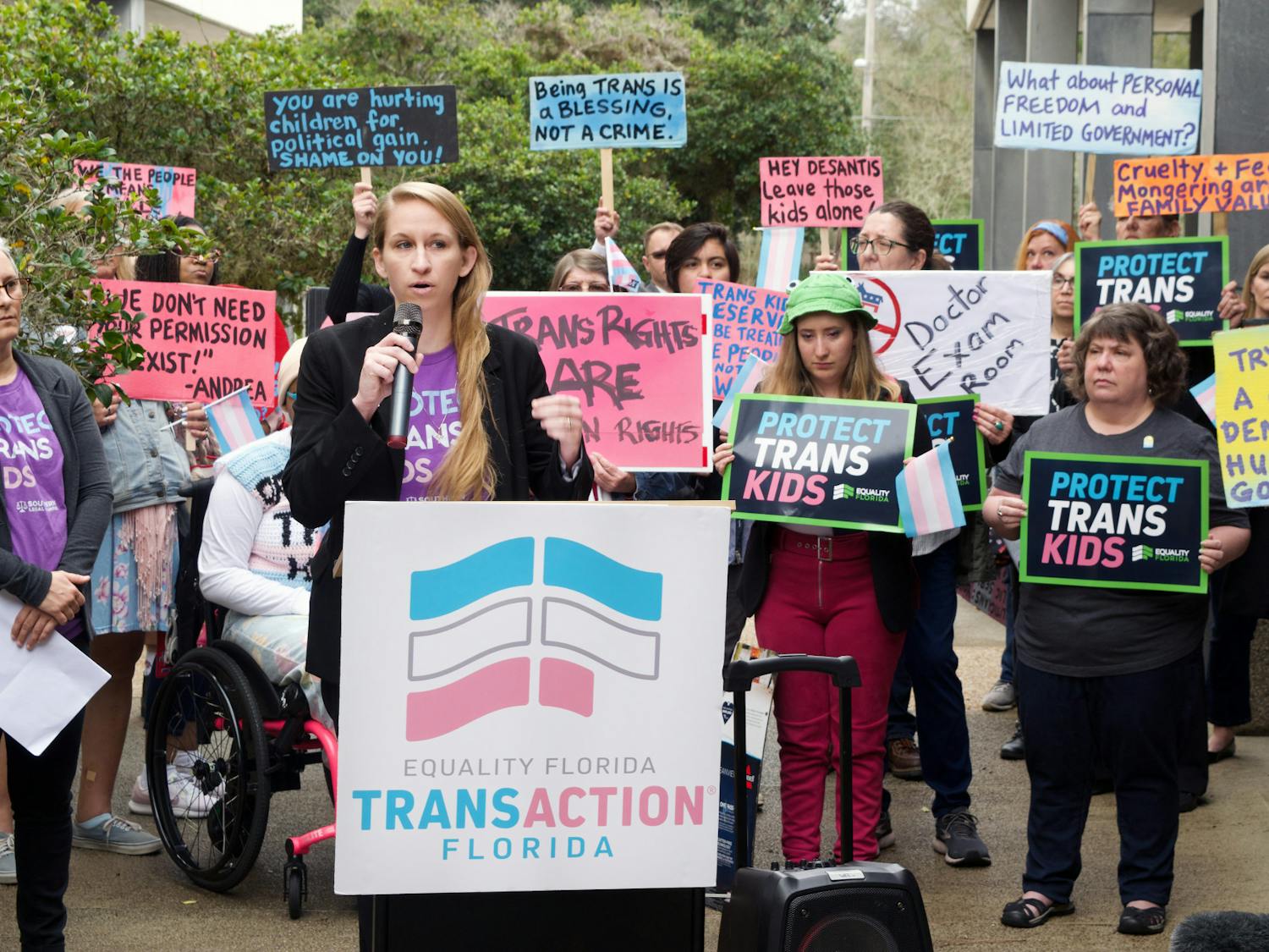 Police escorted about 100 supporters of the transgender community out of the Department of Transportation Auditorium in Tallahassee, some leaving without the rights they had only hours prior.&nbsp;