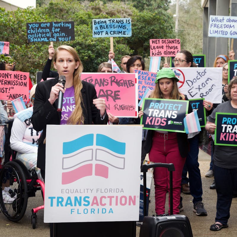 Gainesville locals protest gender-affirming care at rule hearing in Tallahassee