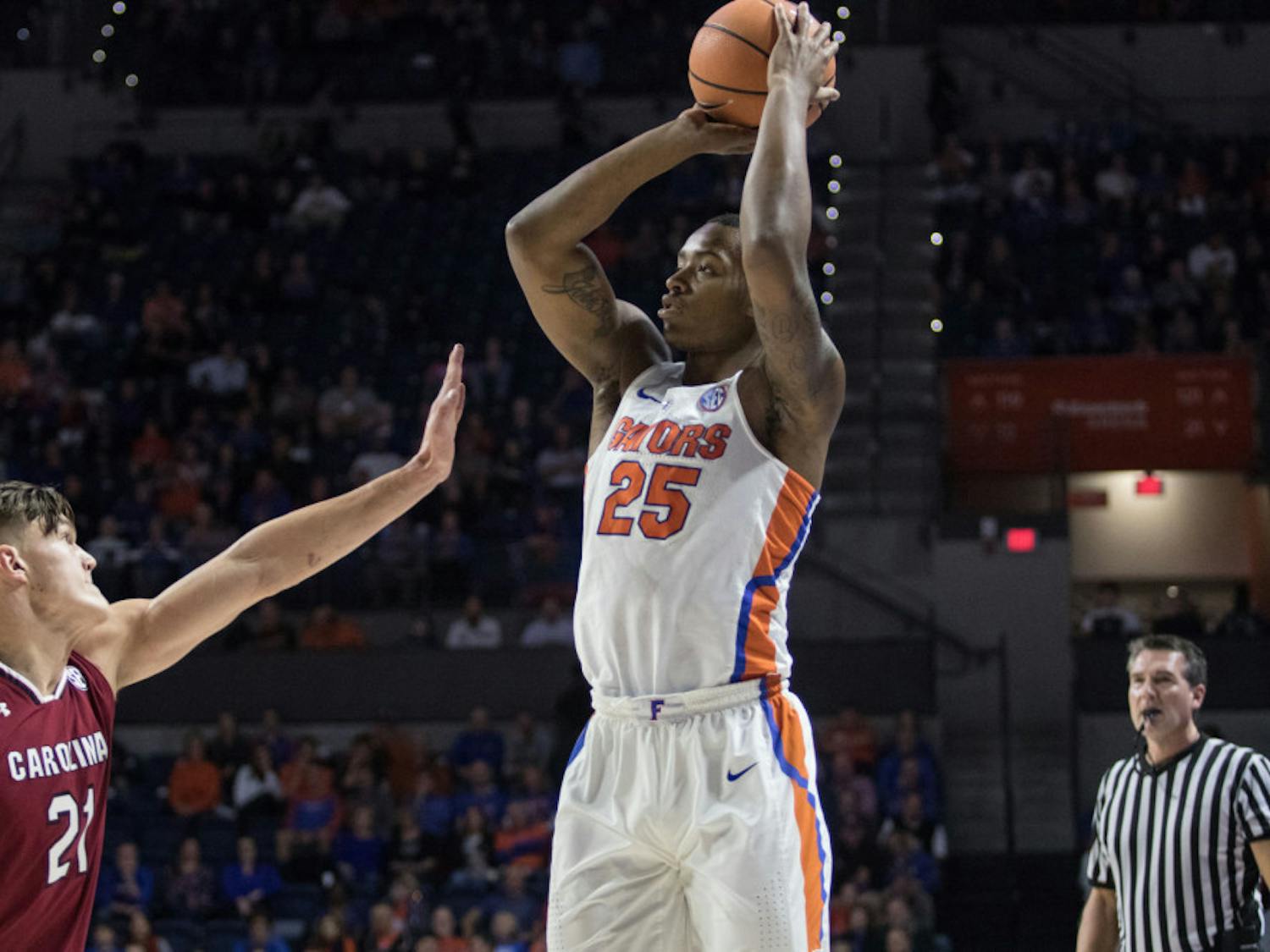 Forward Keith Stone was part of a resurgent defensive effort from the Gators against South Carolina. The sophomore finished with three blocks on the afternoon.&nbsp;