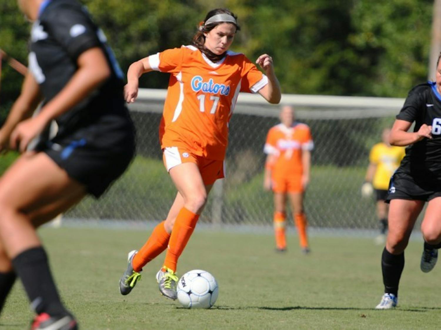Forward Erika Tymrak pushes the tempo against Kentucky in a game last season. Tymrak broke Florida's scoreless drought during the weekend with a goal in the 51st minute against Vanderbilt.