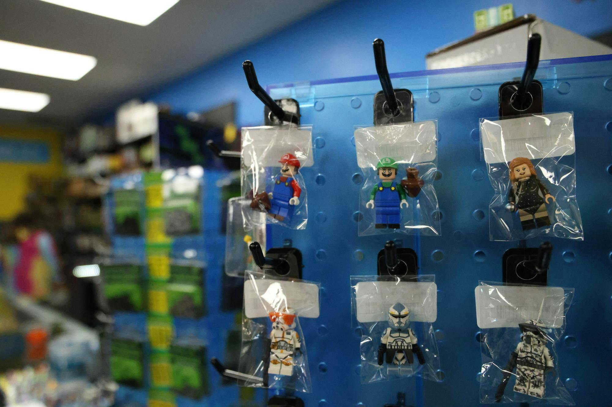 
Mini figures of popular characters sit for sale at the grand opening of Bricks & Minifigs in Gainesville, Fla., Saturday, Jan. 31, 2026. 
