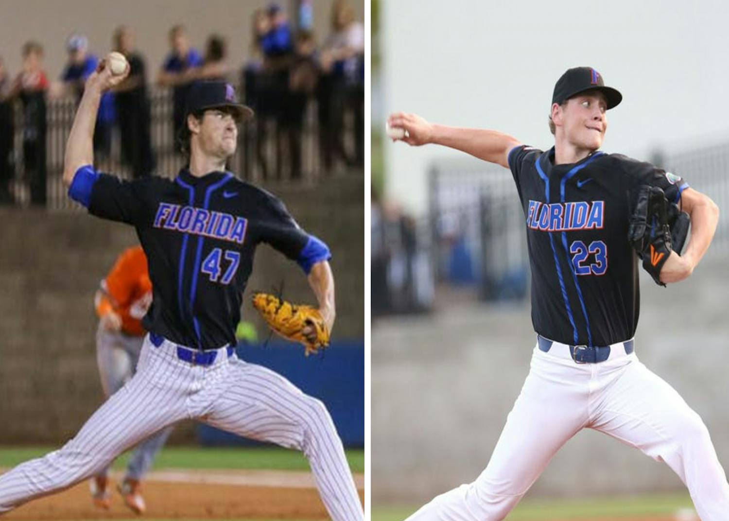 Pitchers Tommy Mace (left) and Jack Leftwich (right) are ready for another season playing baseball for Florida after imagining watching the team as fans.
