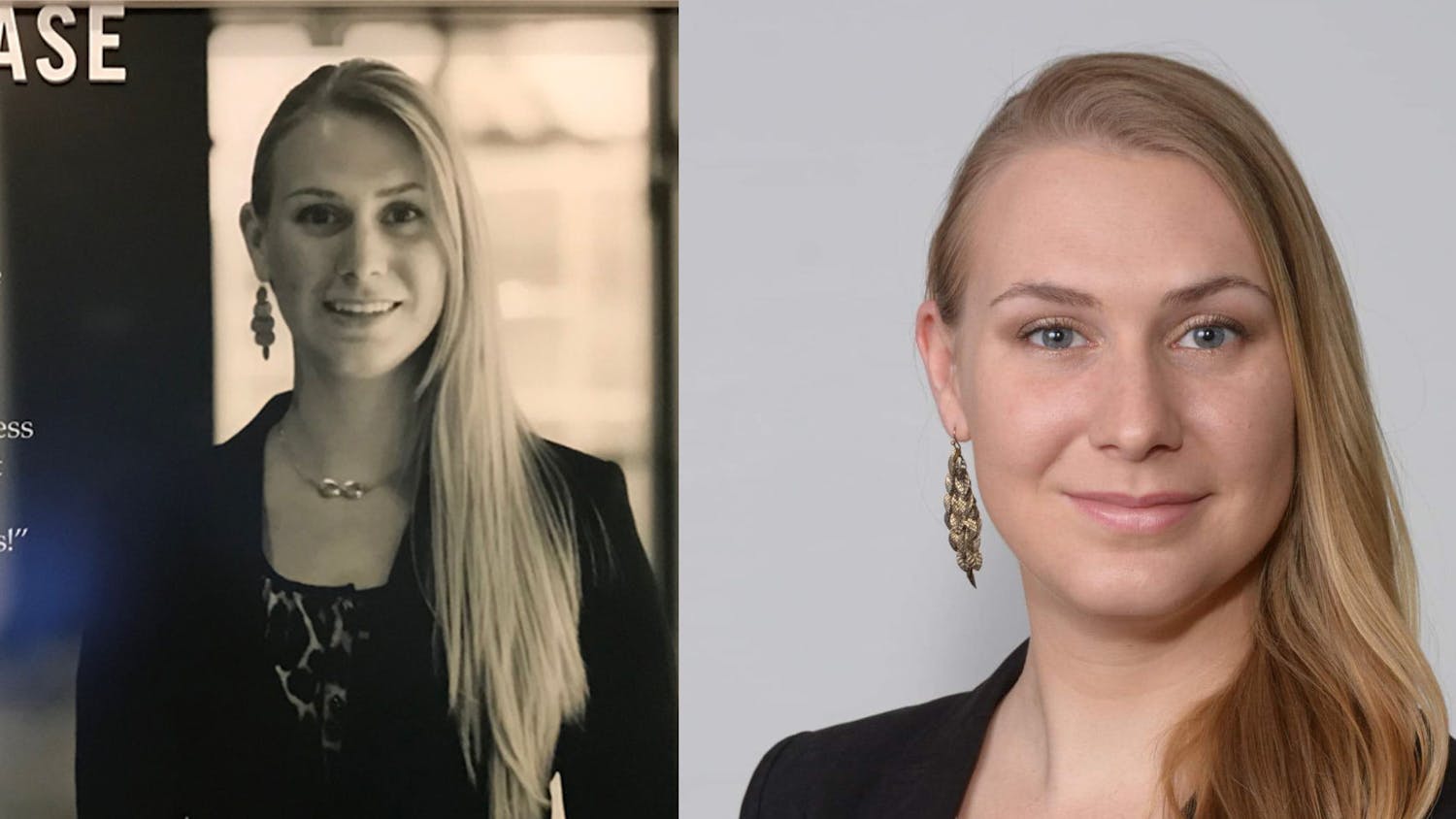 Stephanie Chastain, pictured in 2014 and today. 