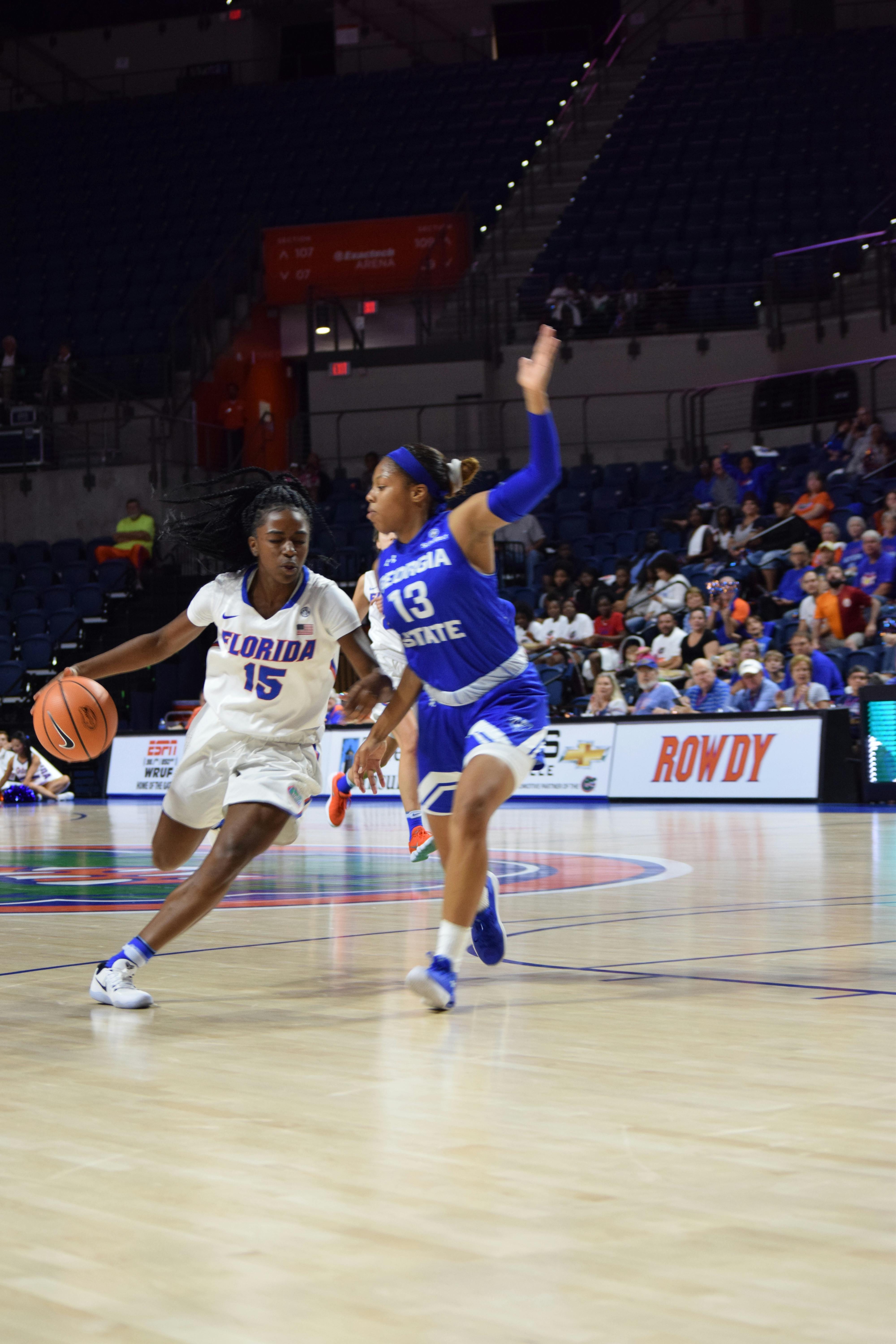 Searcy, filling in for Funda Nakkasoglu, turned in a valiant attempt at replacing the Gators’ leading scorer in Florida's 85-71 loss to Stetson. She made 4-of-8 from the floor, including three buckets from beyond the arc in her first start of her career.