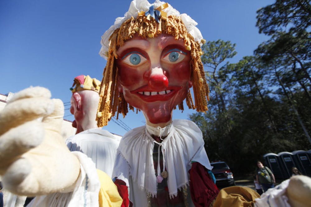 <p>Judy and Punch, two of the fair’s many characters, have been married for 1.500 years. They greeted guests of the 27th Annual Hoggetowne Medieval Faire Sunday afternoon.</p>