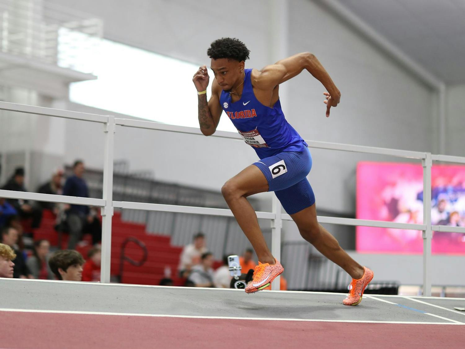 during the Razorback Invitational Day 2 on Saturday, February 1, 2025 at Randal Tyson Track Center in Fayetteville, Fla. / UAA Communications photo by Jordan Perez