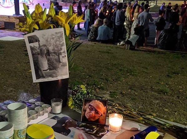 The first memorial service for "Granny" took place Tuesday at Bo Diddley Plaza. City Commissioner David Arreola attended the service and posted this photo on Facebook with the caption, "Granny's babies came to say goodbye."