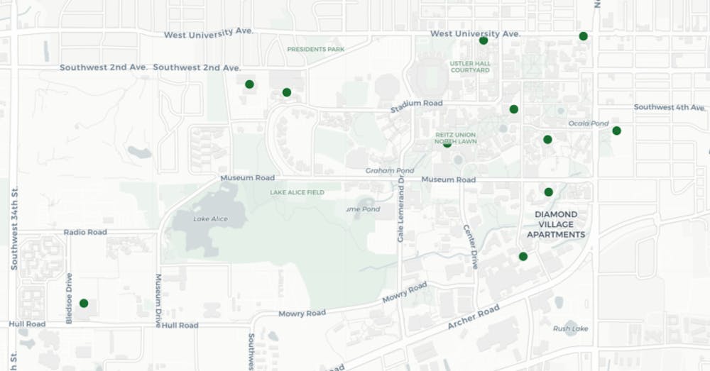 <p>The 11 voting locations for Spring 2018 Student Government elections.</p>