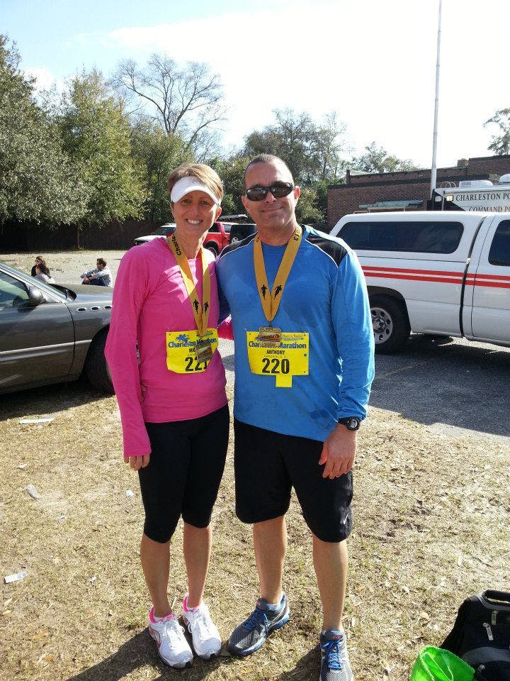 Anthony DeSantis (right) at a previous marathon.