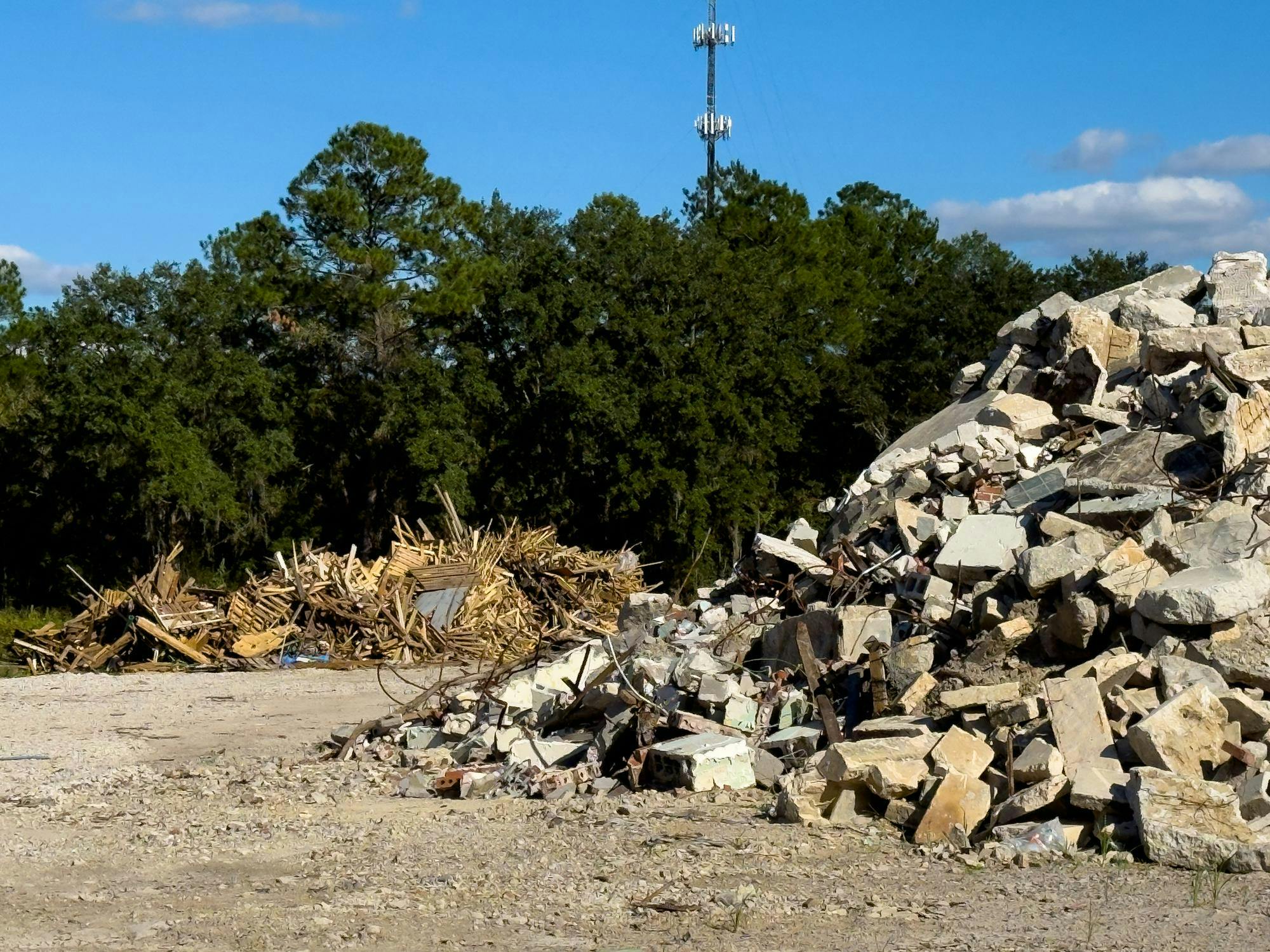 A pile of debris sits in Florence Landfill in Gainesville, Florida.