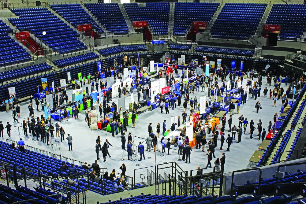<p dir="ltr"><span>The first Career Showcase in the newly renovated Stephen C. O'Connell Center drew in many students in January 2017. More than 250 employers showed up for the event.</span></p><p><span> </span></p>