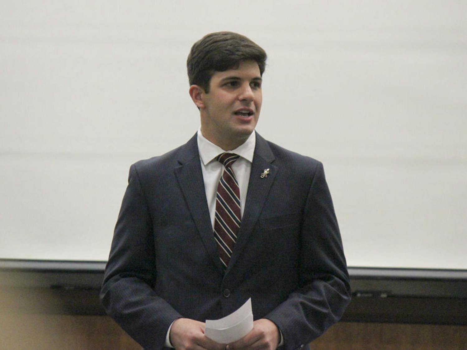 Student Body President Cory Yeffet thanks the Student Senate for the approval of The New York Times digital subscriptions to be made available for all UF students.