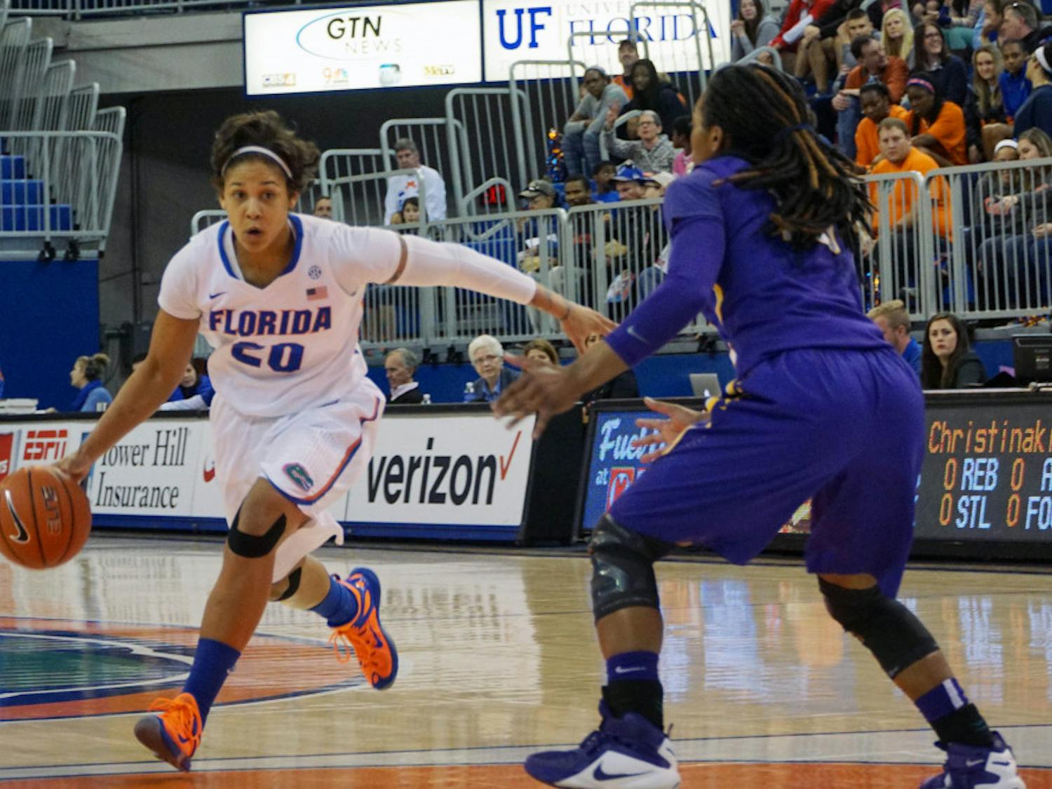 UF guard Simone Westbrook drives into the paint during Florida's 53-45 win against LSU on Jan. 17, 2016, in the O'Connell Center.
