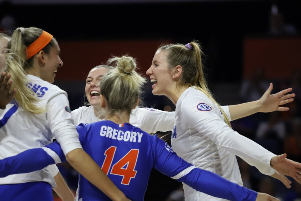 <p>The Gators celebrate a successful play at home against Texas A&amp;M last year. This season, Florida will only play the four SEC schools it's closest to due to the COVID-19 pandemic.</p>