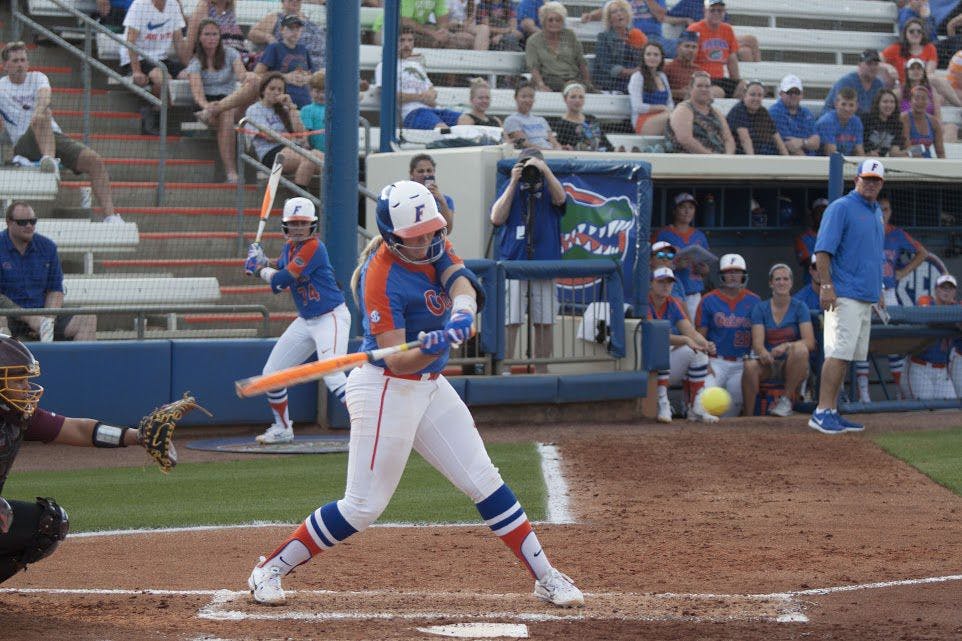UF catcher Jordan Roberts bats during Florida's 15-7 win against Bethune-Cookman on March 29, 2017, at Katie Seashole Pressly Stadium.