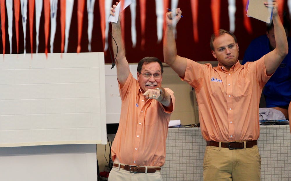 <p>Florida swimming and diving head coach Gregg Troy (left) was pleased with his team's showings at the Auburn Invitational this past weekend.</p>