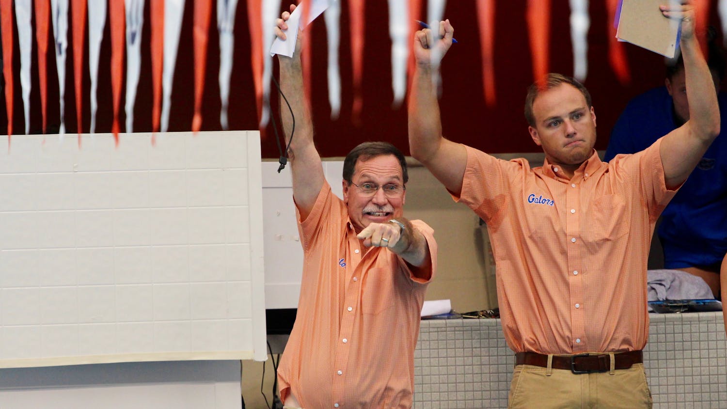 Florida swimming and diving head coach Gregg Troy (left) was pleased with his team's showings at the Auburn Invitational this past weekend.