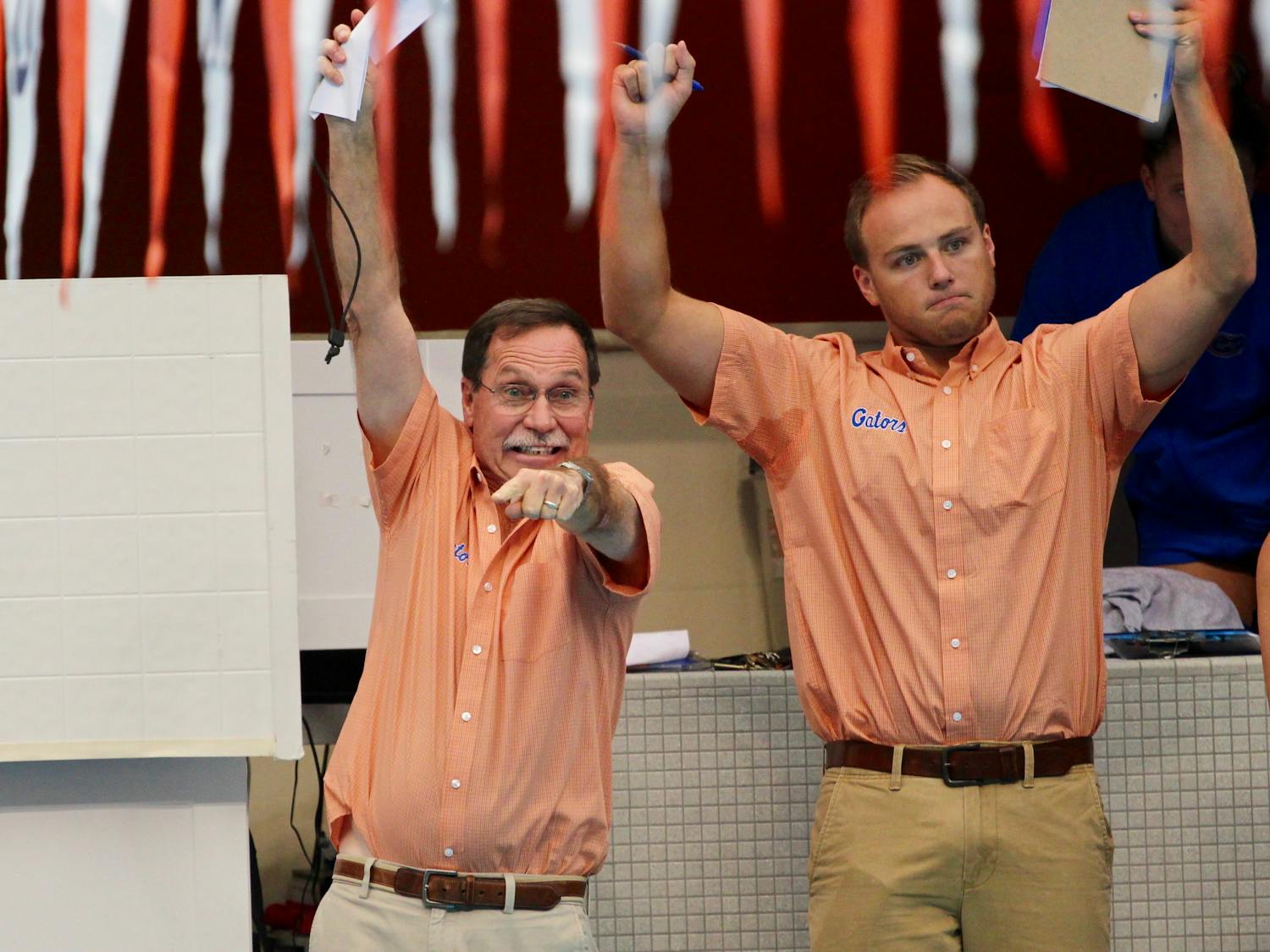 Florida swimming and diving head coach Gregg Troy (left) was pleased with his team's showings at the Auburn Invitational this past weekend.