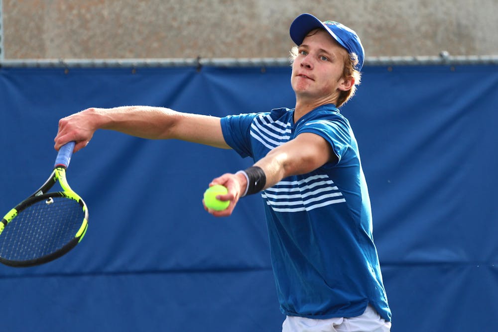<p>Sophomore Johannes Ingildsen (pictured) and junior Alfredo Perez make up the No. 1 doubles pairing in the country. They're hoping to carry their momentum into a home matchup against TCU. </p>