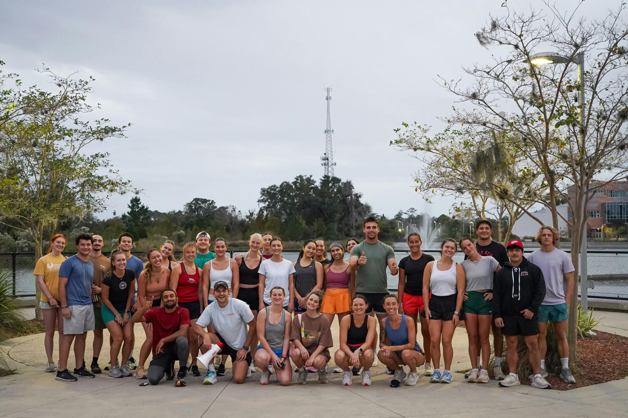 Gainesville Peak Pulse Run Club meets at Depot Park for a pre-run group photo on Nov. 14, 2024.