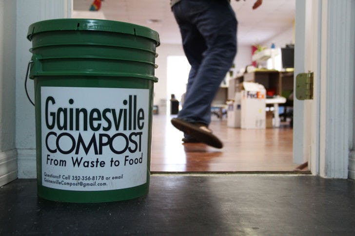 Gainesville Compost waste bins are located at Fracture among other locations. The company uses bicycle power instead of trucks to move waste to composting locations.&nbsp;