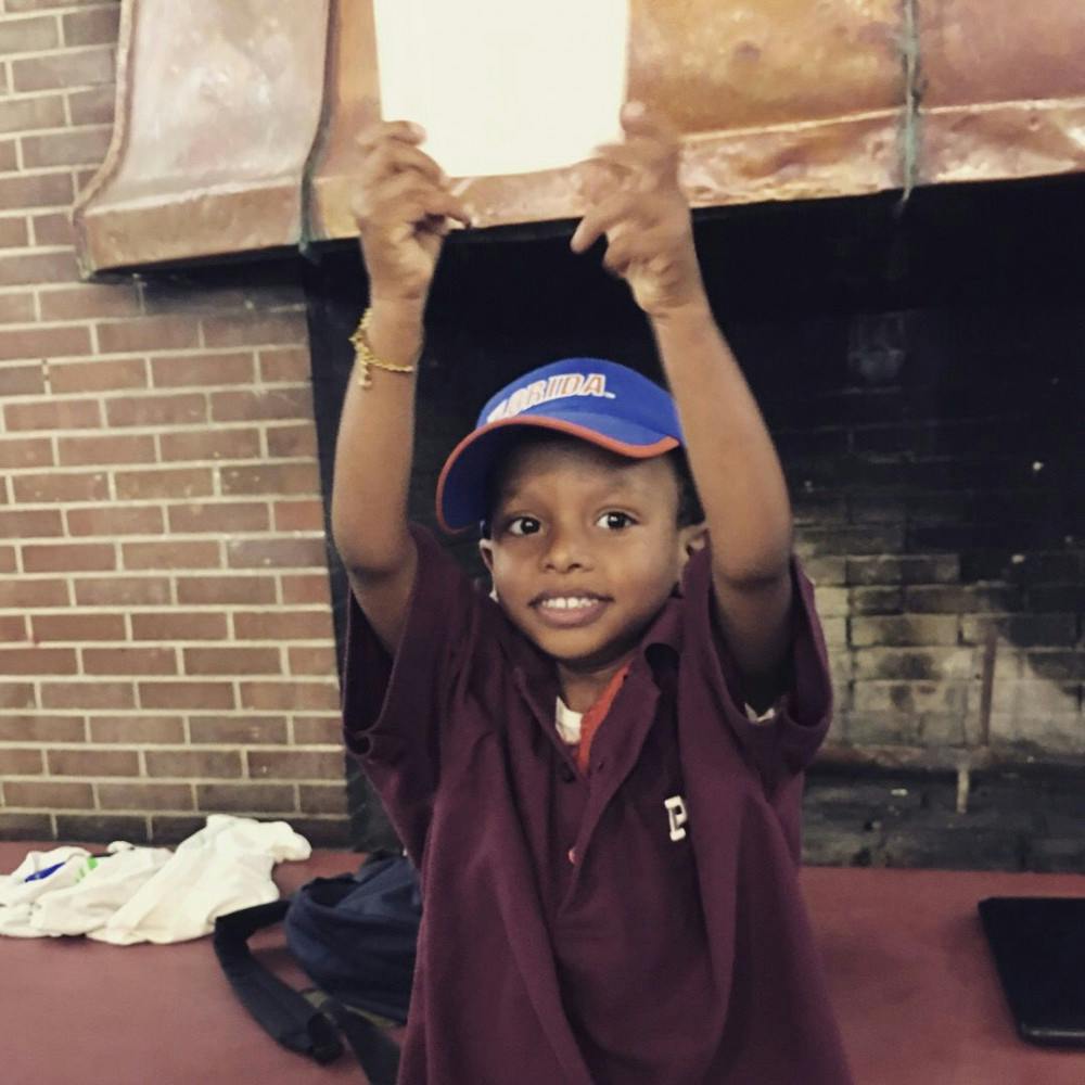 <p dir="ltr"><span>Declan Patrick, a three-year-old UF Health Shands patient, holds up his honorary bid card to UF Pi Kappa Alpha. The fraternity gave Declan a basketball and football signed by all the fraternity brothers.</span></p>
<p><span>&nbsp;</span></p>