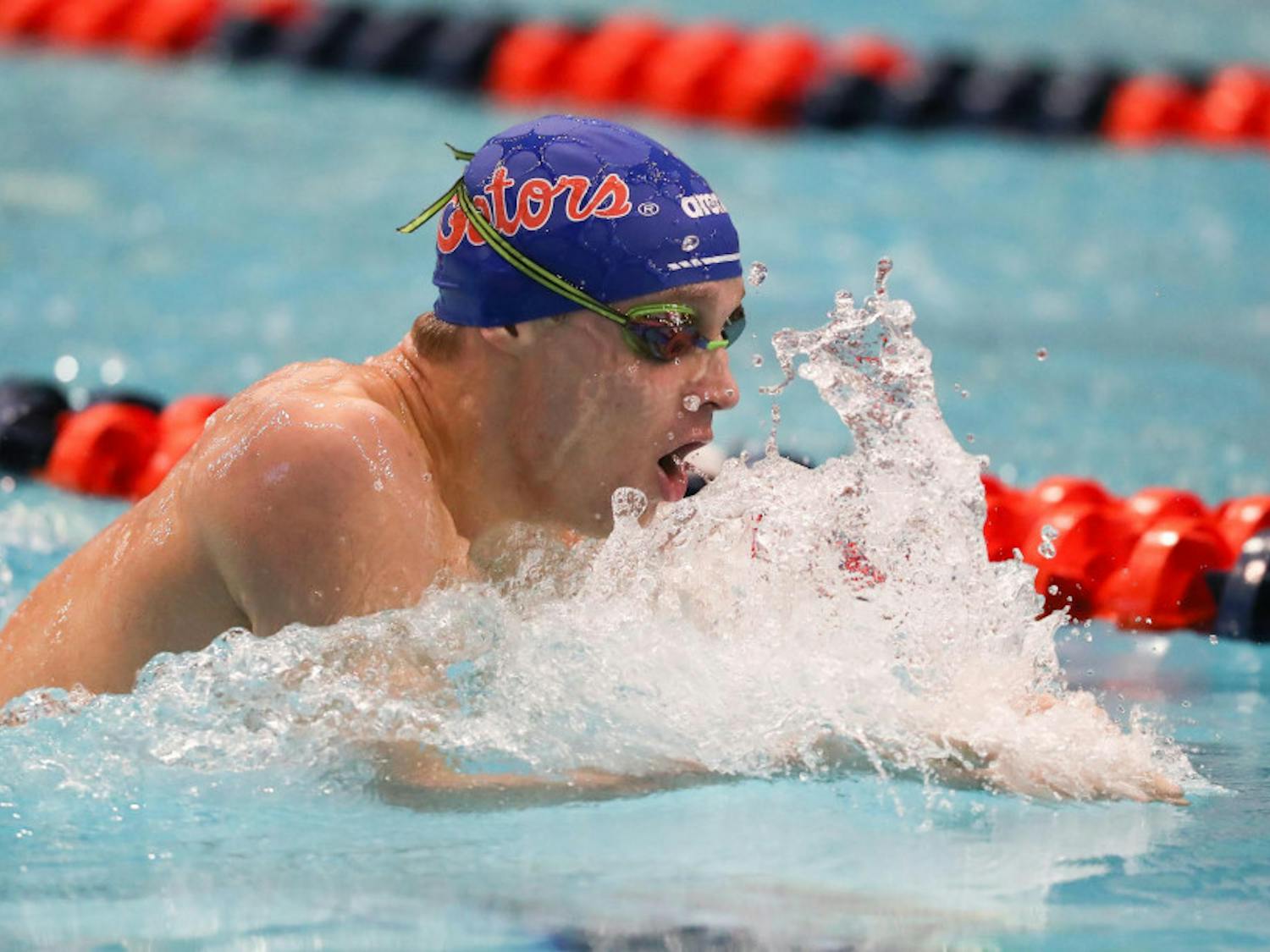 Robert Finke during the Gators' meet on Day 3 of the SEC Championships on Thursday, February 20, 2020 at Martin Aquatics Center in Auburn, Alabama. Finke and other Gators return to Auburn for an invitational this week.