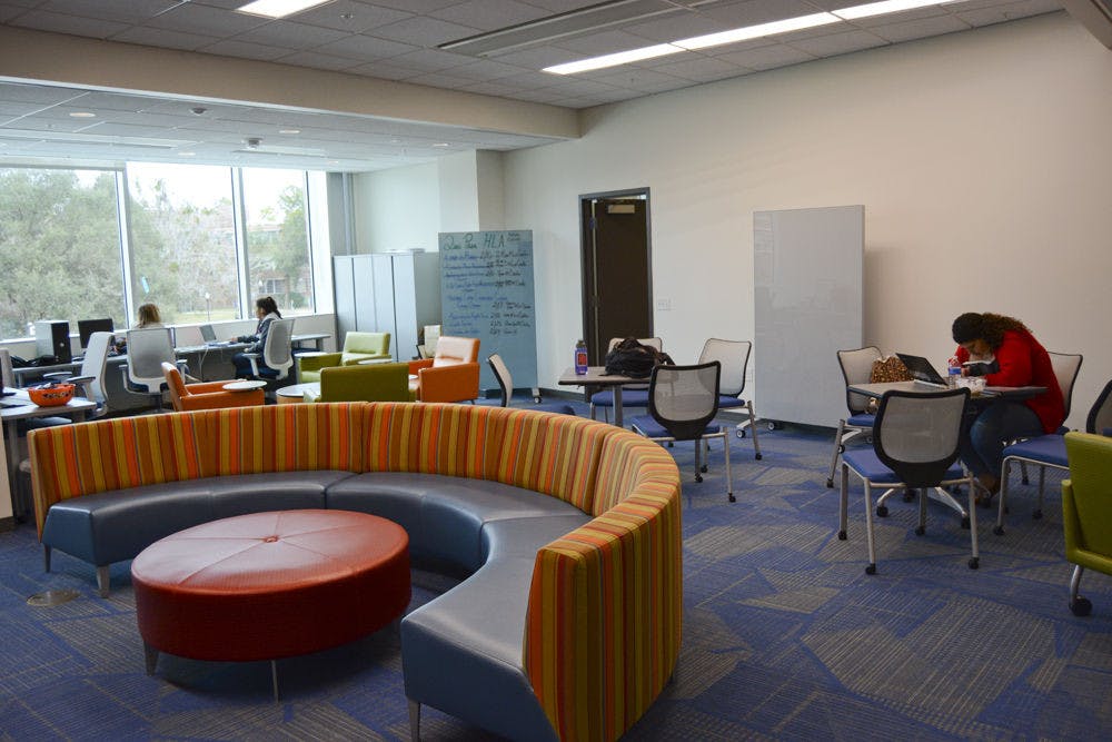 <p>Students sit in the Hispanic-Latino Engagement Center on the second floor of the Reitz Union on Monday. “La Salita” will have its grand opening on Wednesday at noon.</p>