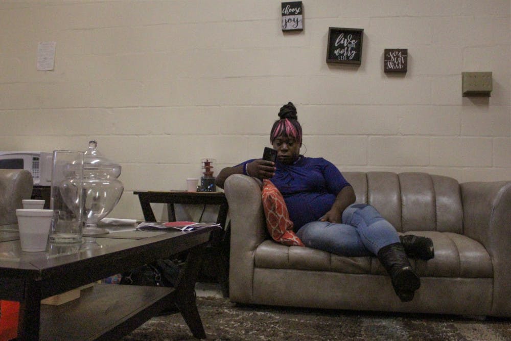 Monica Love, 25, sits in a back room of GRACE Marketplace, a Gainesville homeless shelter. She’s been in and out of GRACE for the past four years. “It gets better but it’s more of what you make it,” Love said. 