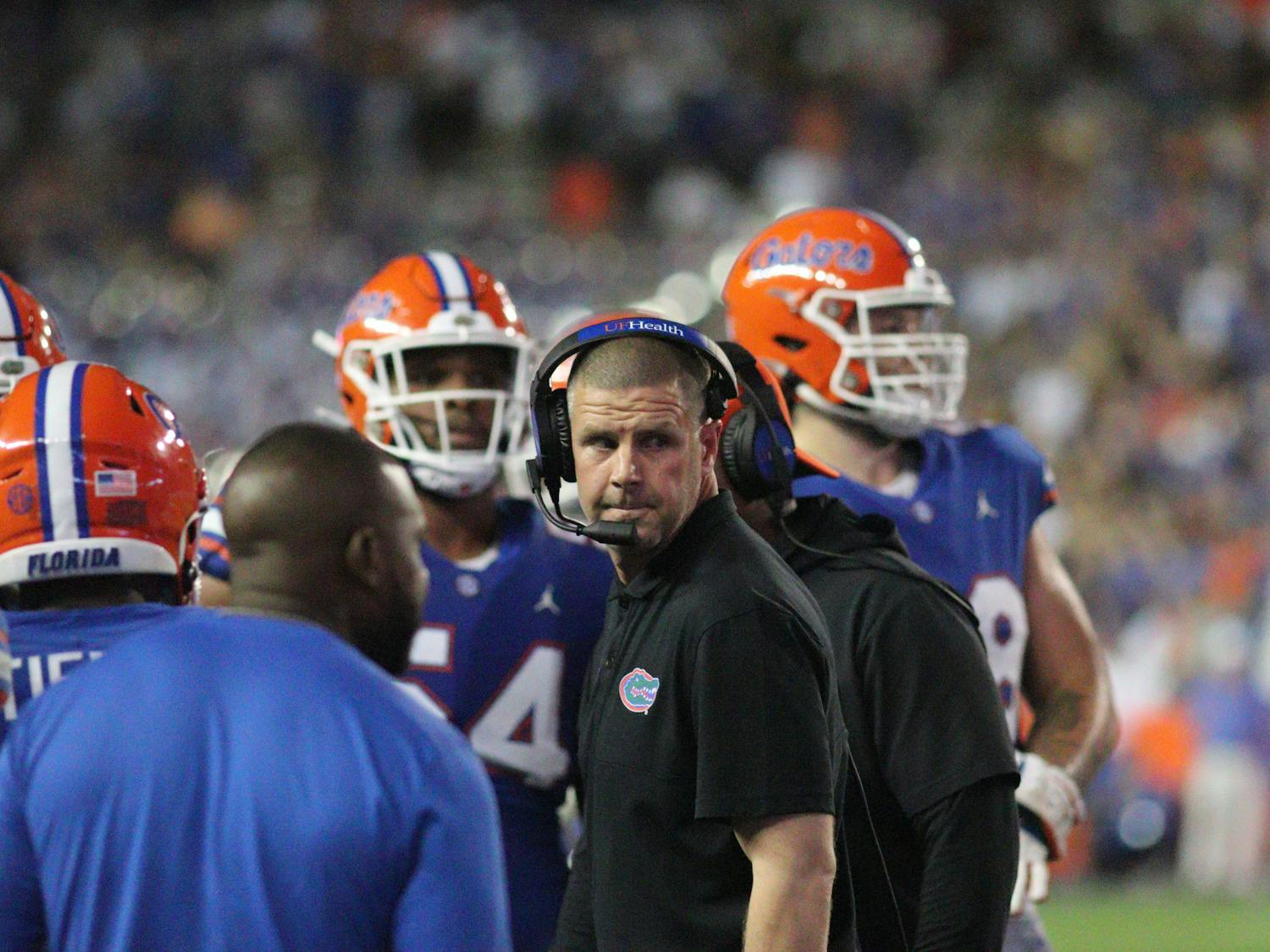 Florida head coach Billy Napier looks on during the Gators game against South Florida Sept. 17, 2022. His team has dropped its first two conference games this season. 
