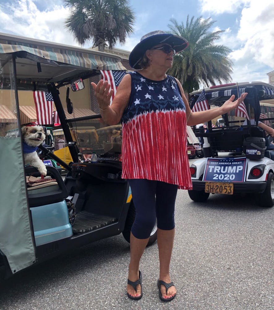 Picture of an attendee waiting to enter the rally